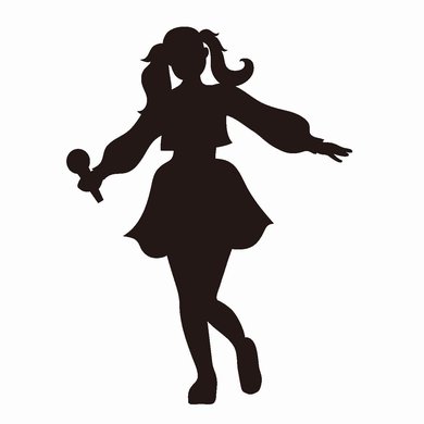 ツインテールの女性のシルエット